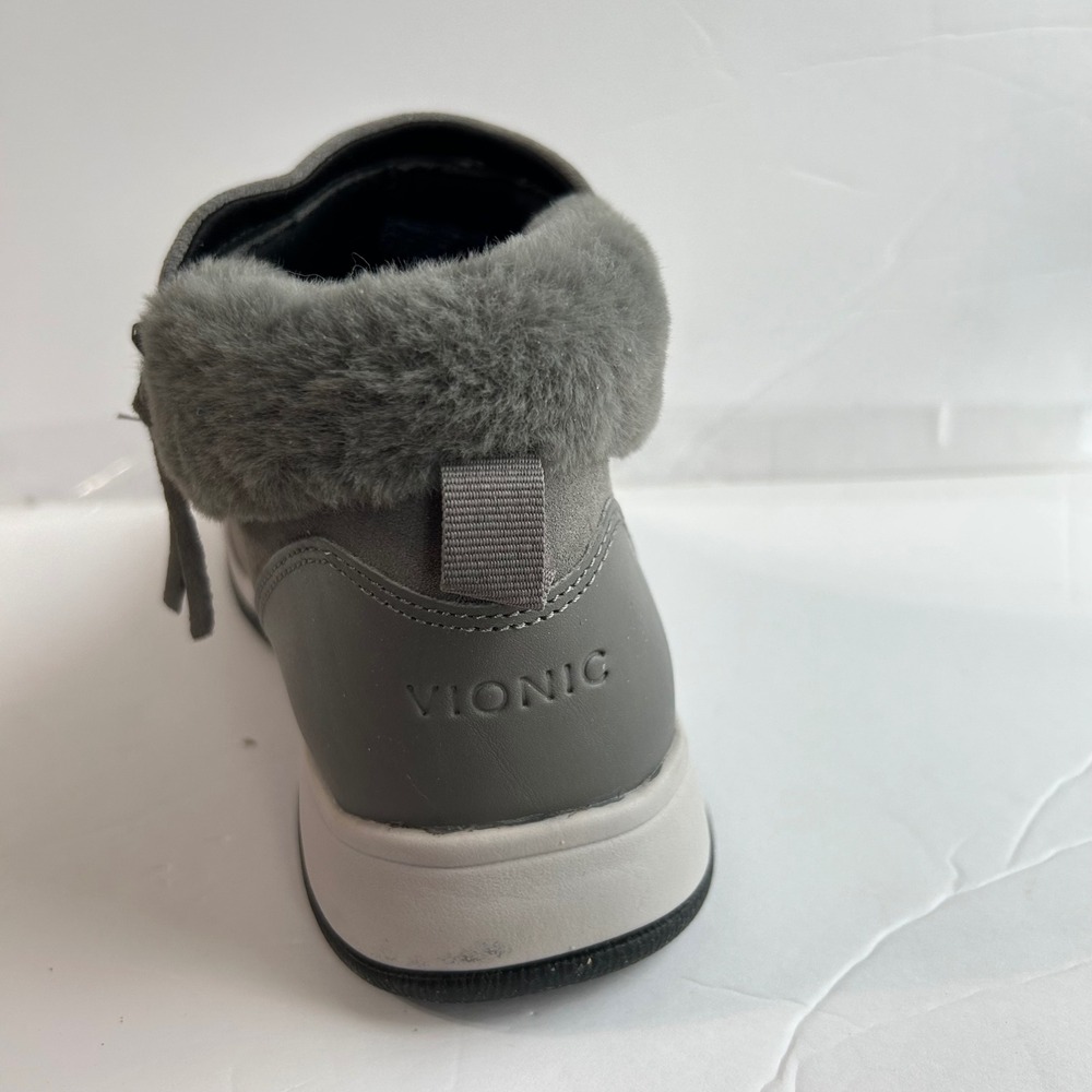 Vionic Grey Suede Faux Fur Ankle Boots Size 9 Orthopedic Zip Booties NIB - Picture 5 of 9